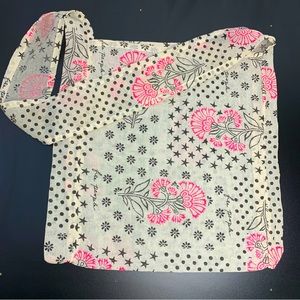 Free People Boho Shoulder Bag Reusable Gauze Tote Bobo Logo Sheer Floral Stars
